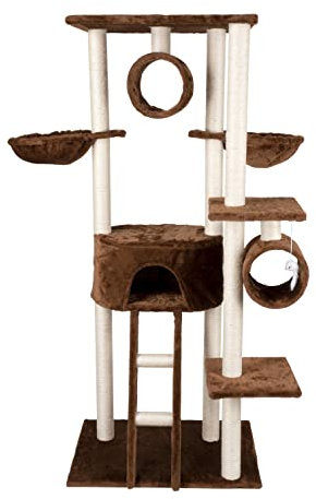 Maxxpro Kratzbaum - Katzenbaum mit Kratztonne - 165 CM - für Große und Kleine Katzen - Sisal - Braun