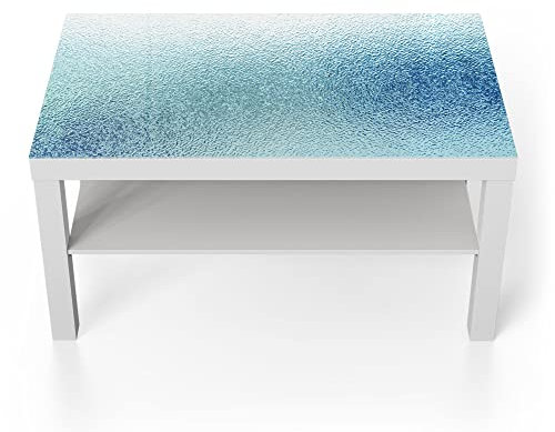 DEQORI Glastisch | weiß groß 90x50 cm | Motiv Milchglas mit Blaustich | ausgefallener Beistelltisch aus Glas | Hochglanz Couchtisch fürs Wohnzimmer | moderner Couch Tisch mit Design