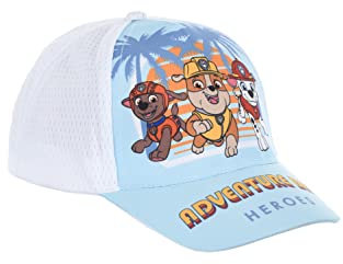 PAW PATROL Hut für Jungen, Baseball Kappe, Marshall Rubble und Zuma Design, Sommermütze, Geschenk für Jungen, Verstellbare Hut | Weiß