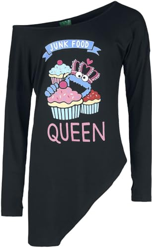 Sesamstraße Junk Food Queen Frauen Langarmshirt schwarz Fan-Merch, TV-Serien