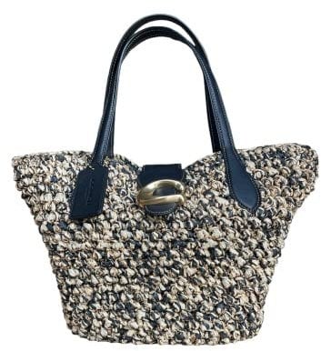 Coach Handtasche, Flechttasche, Korbtäschchen, Schwarz-Gold-Beige