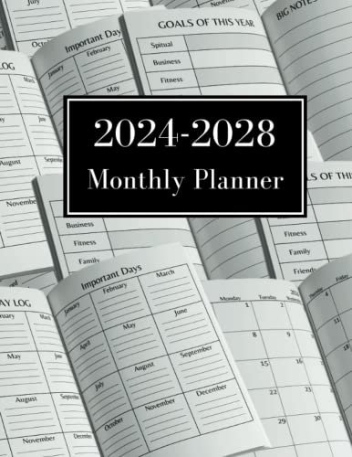 2024-2028 Monthly Planner 5 years: 60 Months Planner,January 2024 to December 2028, 5-Year Calendar & Monthly Planner- 8.5x11 inches