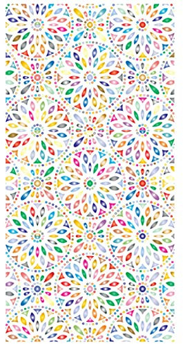 Fensterfolie selbsthaftend, Sichtschutzfolie für Fenster Statische Fensterfolie Wärmeisolierung Sonnenschutzfolie Scheibenfolie Anti-UV für Küche, Bad und Büro - 90x200cm Farbiges Kreismuster