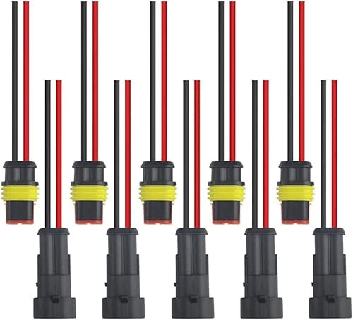 BGTXINGI Lot de 10 (5 paires) de connecteurs électriques de voiture à 2 broches étanches mâles femelles avec fil de 10 cm pour voiture, camion, bateau, moto et autres connexions de fils