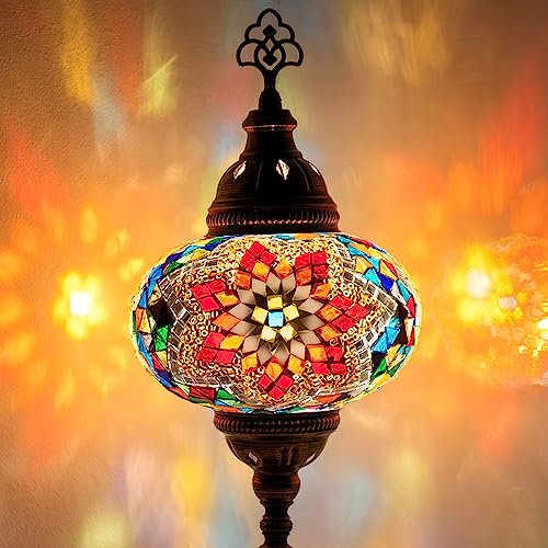 10 Variationen Orientalische Marokkanische Mosaik Tischampe Handgefertigte Türkische Dekorative Mosaiklampe (3-Blumen)