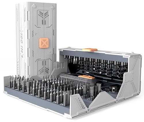 Mustbau 180 en 1 Kit Destornillador de Precisión, Mini Caja de Herramientas Mecánica 148 Puntas de Destornillador Magnéticas con Torx, Phillips, Triángulo, Para Teléfono, Portátil, Gafas, Cámara