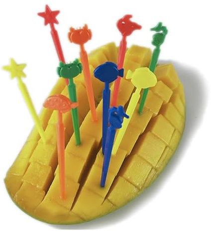 SUMKTO 20 pcs/Set Mignon Animaux Fruits fourchettes Enfants collation Dessert décoration fourchettes Cure-Dents déjeuner Salade décoration Accessoires Choix de gâteaux