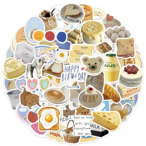 POPNWOW Süßes Essen Aufkleber 63 Stück Wasserdicht Vinyl Kawaii Food Stickers für Reisekoffer Gepäck Laptop Wasserflasche iPad Smartphone Fahrrad Skateboard Helmet Gitarre