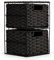 EHC Drawers Storage Unit Baskets, 2 Drawer Wicker Hand-Woven Storage boxes Shelves, Ideal For Organising Home or Office - Black 20 x 22 x 33 cm