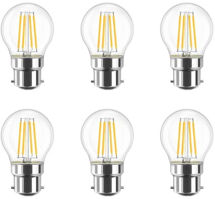 HUAMu 4 W LED-Leuchtmittel B22 G45, 400 lm entspricht 40 W, 2700 K, Warmweiß, nicht dimmbar, 6 Stück