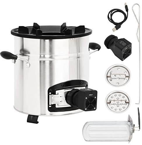 Rantry Holzofen mit USB-Ventilator Silber 35,5x26x28cm Edelstahl Kamine