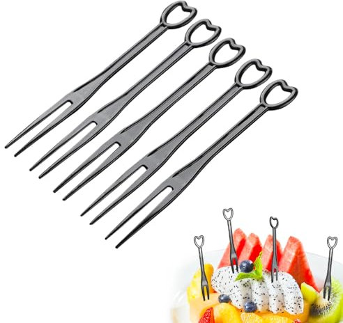 300 forchette da frutta usa e getta, utensili in plastica resistente, forchette usa e getta, utensili in plastica per feste e picnic (nero)