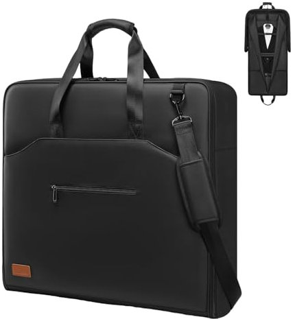 Moulyan Kleidersäcke für Reisen, Handgepäcktasche zum Aufhängen von Kleidung, Reisen, wasserdichte Anzugtasche mit Riemen, für Männer und Frauen, Schwarz