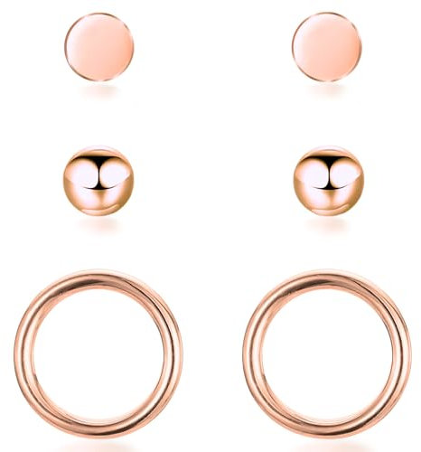 Self Love Club® Ohrstecker Set Damen aus Chirurgenstahl, Hautfreundliche & Wasserfeste Ohrringe 18K vergoldet in Rosegold