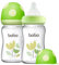 YOHKOH Natural Response Weithals-Babyflasche aus Glas, Anti-Kolik Baby Glas Flaschen mit Ultraweiches Silikon-Sauger, für Neugeborene Babys (Grün, 160ml (2er Pack))