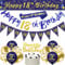 18th Birthday Decorations for Men, Navy Blue Gold, Triangle Flags, Confetti Balloons, Easy to Use, Indoor/Outdoor, All Seasons