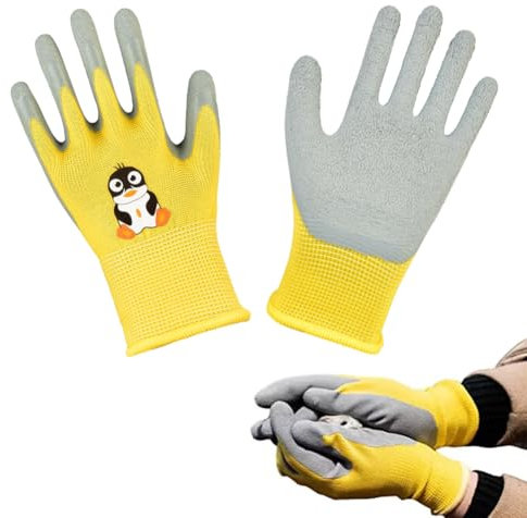 KARELLS Guantes de Jardinería Para Niños, Guantes de Protección con Palma Recubierta, Guantes de Trabajo en el Jardín para Niños, Niños Guantes de Jardinería, Para Niños de 5 a 7 Años