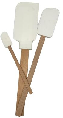 FAIR ZONE - 3er Set Teig- und Schüsselschaber - FSC-100% Naturkautschuk - Griff aus Holz - Rundung für Schüsseln - Ecke und gerade Seite für Töpfe