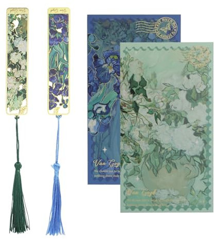 Lilbitty 2 Stück Metall-Lesezeichen im Retro-Ölgemälde-Stil, Personalisiertes Florales Lesezeichen mit Quaste