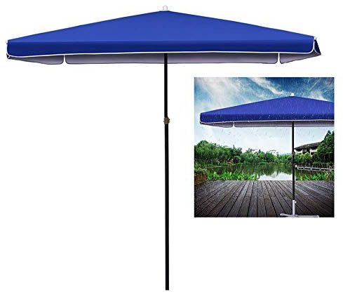 Sonnenschirm, Gartenschirm, blau/rot, für den Außenbereich, Terrassen-/Marktschirm, perfekt für den Schatten auf dem Balkon, Tisch, Terrasse, Gartendeck, Hof oder am Pool (blau, 220 cm × 180 cm)