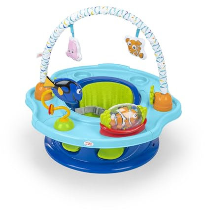 Bright Starts, Disney Baby Findet Nemo SuperSeat lustiger Babysitz zum Sitzen, Spielen und Essen, für Kinder von 4 Monaten bis 4 Jahren, Blau