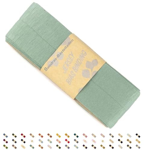 Sandras-Bastelladen Jersey Schrägband/Einfassband elastisch & gefalzt 3m x 20mm - 100% Viskose Alt Grün