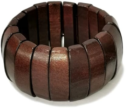Joiigaem Pulsera elástica de cuentas de madera multicolor, brazalete ancho y grueso, pulsera elástica, talla única, Madera, No es una piedra preciosa