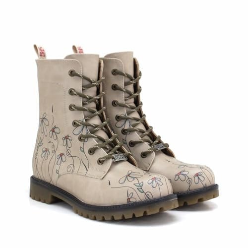 GOBY Long Boots - Handgefertigte Vegane Damenstiefel mit Print - Bequem - Langlebig - Multicolor Finish - Outdoor-Beständigkeit Mode-Booties - Slim Flower