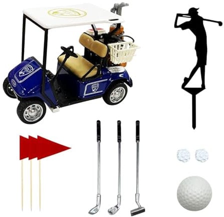 MagiDeal Golf Birthday Cake Toppers, Cake Picks Cake Top Decor, Versatile Cake Decorations, Cupcake Toppers, for Valentine's Day, Blue Golf Cart
