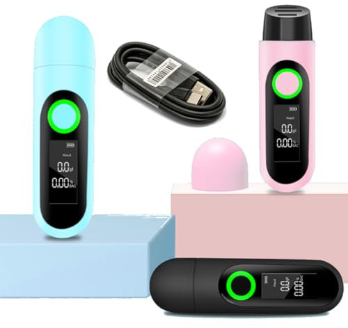 Medicinadellavoro.com Tragbarer Alkoholtester, zertifiziert für Alkoholtest, ohne Mundstück, professionell, hohe Empfindlichkeit, mit LCD-Display, tragbar, für den Heimgebrauch, Farbe Blau