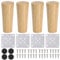 Zocipro 4Pcs Wooden Furniture Legs, 12cm Solid Wood Replacement Sofa Legs Straight Cone Furniture Feet, Chair Leg with Screws Mounting Plate and Anti-Slip Pads for Couch Table Dresser Bed