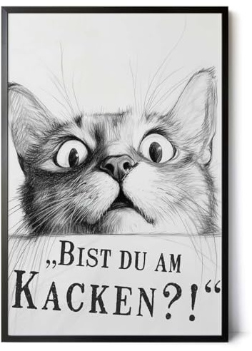 Paul Sinus Poster/Leinwandbild/Rahmenoption Lustiges Katzenbild – Freche Klo-Deko fürs Gäste-WC – Perfekt für Humorvolle
