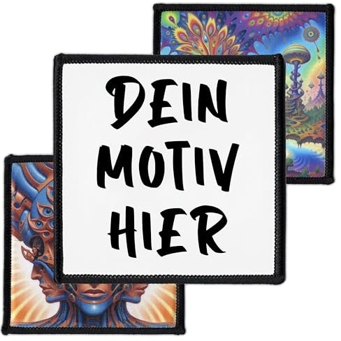 Individuell 7.6cm – 25cm Quadrat Aufnäher | Personalisiert mit Wunschmotiv – Bild, Foto oder Logo | Selbst gestalten Patch für Kleidung & Jacke | Hochwertiger Bedruckt Custom Iron On Patches (7.6cm)