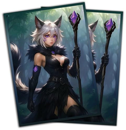 Anime Cat Warlock Card Sleeves 102 Pack – Compatible with MTG & TCGs – Perfect for Y'shtola, Night’s Blessed & Final Fantasy Commander Decks – Premium Card Game Sleeves for Magic