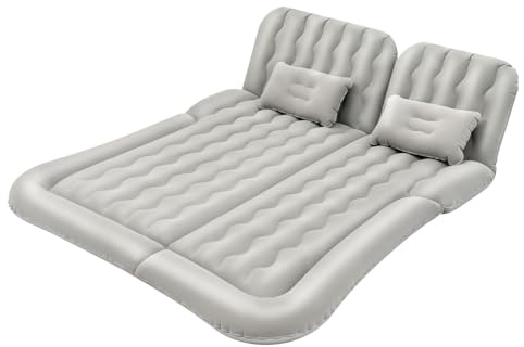 Kazafa SUV Luftmatratze 1,7x1,2m 6-Kammer Luftmatratze mit Pumpe & Kissen & schnelle Inflation komfortable Schlafmatratze für Reisen und Urlaub (Grau)