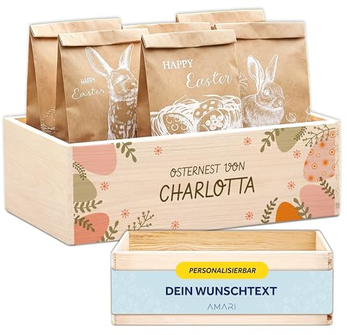 AMARI ® Ostertüten Set (12 Stück inklusive Klammern) - Geschenktüten für Ostern aus Papier - Ostern Papiertüten - Ostertüten zum Befüllen (Osterei)