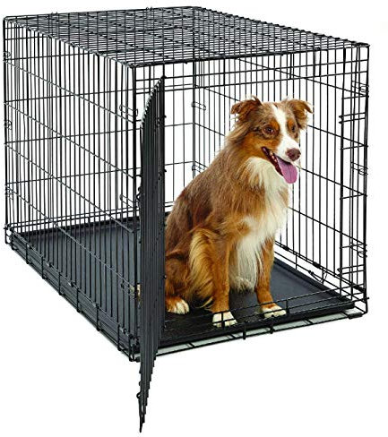 MidWest Homes for Pets Life Stages Modell 1642U Hundebox, groß, Einzeltür, faltbar, Metall, 107 cm lang, mit Trenneinsatz, Bodenschutz, auslaufsicherer Wanne, schwarz