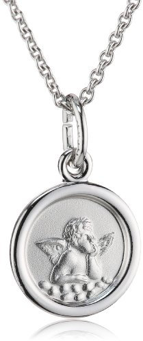 Xaana Kinder und Jugendliche-Anhänger Schutzengel rund 10 mm + Kette 36-38 cm 925 Sterling Silber rhodiniert AMZ0206
