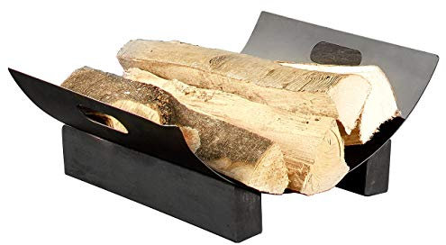 Carlo Milano Kaminholzkorb: Metall-Holzkorb für dekorative Brennholz-Lagerung (Kaminholzkorb Metall, Kaminholzregal, Deko Kamin)