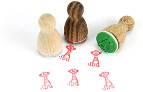 Stemplino® Ministempel - Motiv: Egon Erdmännchen - 12mm Durchmesser - Holzstempel Motivstempel Bullet Journal Stempel mit Erdmännchen Motiv Erdmännchen Stempel