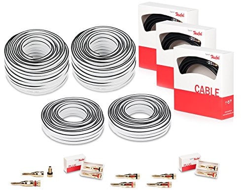 Teufel 5.1.4 Heimkino Anlagen Kabel-Set 50 m² Atmos C4545AS - Subwoofer-Kabel, Kupfer Lautsprecherkabel, 10 Paar Bananenstecker