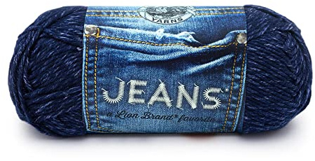 Lion Brand Yarn 505-108 Jeans Yarn, 17.78 x 7.62 x 7.62 cm | Classic Worsted Weight Knit & Crochet Fiber in Denim Inspired Colors for Trendy Bags, Sweaters, Ponchos, Wraps, Vests