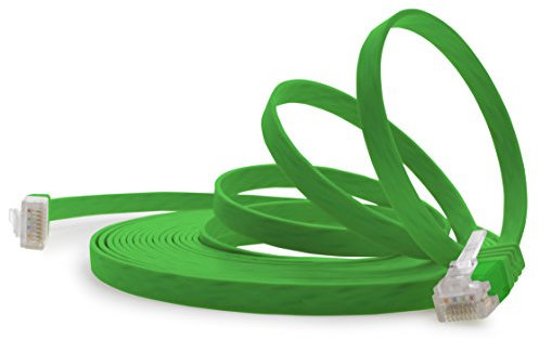 1aTTack.de Cable de red plano Cat6, 1 m, color verde, 1 unidad, cable de red plano Cat6, cable de conexión Cat 6, 1000 Mbit/s, Gigabit LAN (RJ45), plano Slim Micro