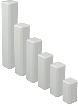 Trevendo® 10er Pack Eckstäbe, Ecktürme, Innenecken, Außenecken aus Holz weiß lackiert RAL 9010 (22 x 22 x 43 mm)