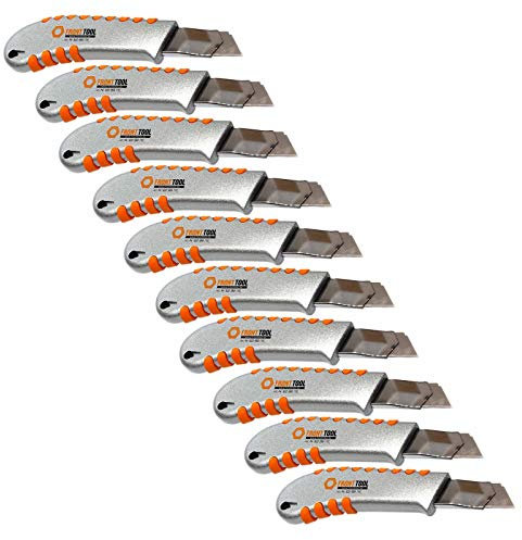 10 St. FRONTTOOL Cuttermesser Alu Profi 18 mm aus schlagfestem Alu-Druckguss, Metallführung, ergonomischer Griff