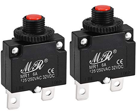 Sourcingmap Disjoncteurs thermiques 125/250 V AC Bouton poussoir réinitialisation manuelle Interrupteur de protection contre les surcharges