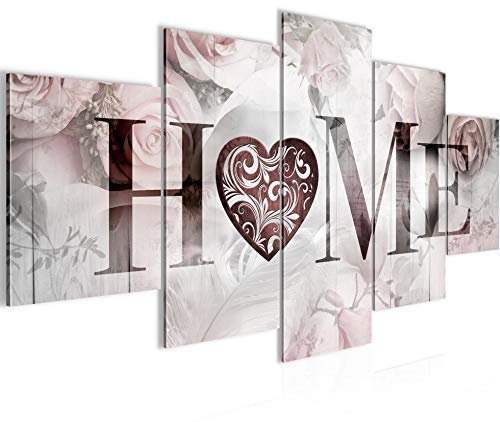 Runa Art - Bilder Home Vintage 200 x 100 cm 5 Teilig XXL Wanddekoration Design Grau 031551c