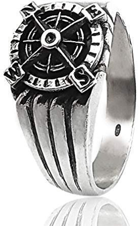 ANELLO da UOMO in ARGENTO 925,con ROSA DEI VENTI,realizzato su misura,più scatola regalo.