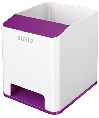 Leitz Wow Sound Stifteköcher mit Soundverstärkungsfunktion, weiß/violett