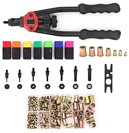 Yuhtech Nietmutternzange Set, 13 Zoll 330mm Nietzange-Set Gewindenietzange mit 140pcs Nietmuttern M3-M12 Gewindenieten Zange Set